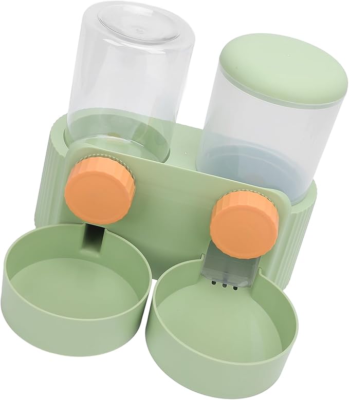 Fabater Automatic Dog Feeder, Space Saving Hanging Design Smart Feeding Schedule Automatic Cat Feeder, Pet Water Dispenser with Dual Bowl System for Small and Medium Dogs Cats (Green)