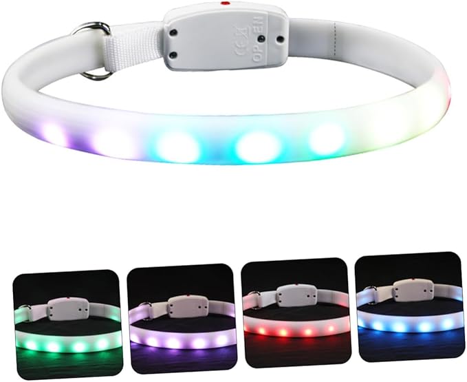 LED Dog Collar USB Rechargeable Waterproof Flashing Pet Collar Glowing Night Luminous for Dogs