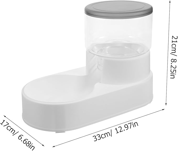 Automatic Pet Feeder Dispenser Bowl with Anti-Spill Design, Auto Fill Dog and Cat Food Container, Gray, Suitable for Multi-pet Feeding at Home