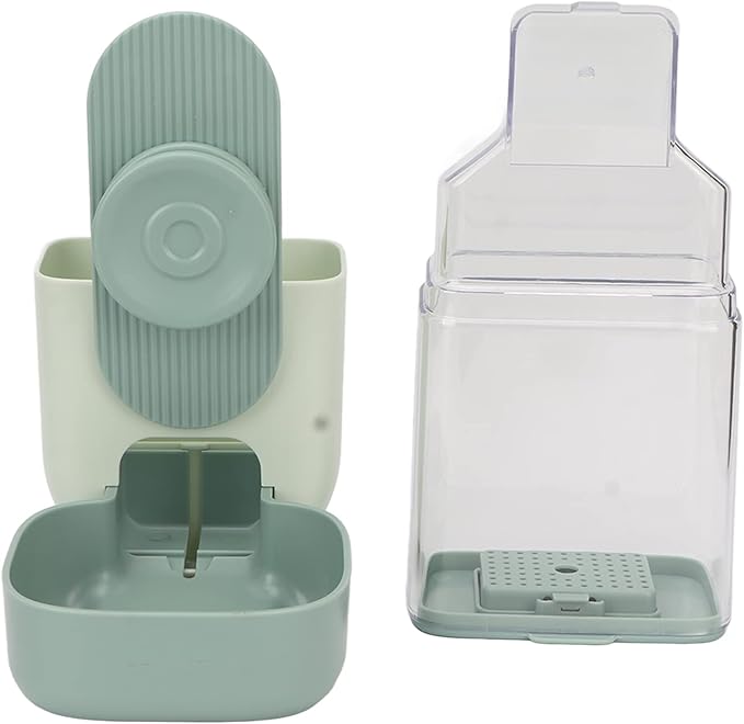 Hanging Food Water Dispenser,Hanging Automatic Dog Food Water Dispenser Cage Cat with Bowl for Pet (Mint Green)