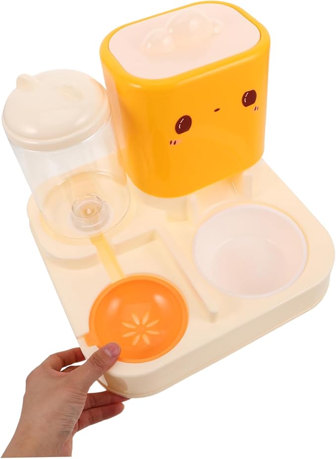 Mikikit Pet Feeding Station Double Dog Bowl Cat Food Feeder Automatic Water Dispenser Raised Cat Bowl Easy Maintenance for Busy Schedules