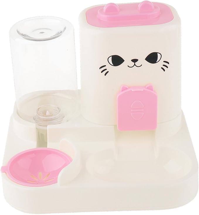 2 in 1 Automatic Pet Feeder and Water Dispenser with 1800ml Food Capacity, 800ml Water Container for Cats and Small Dogs, Travel Feeding Station-