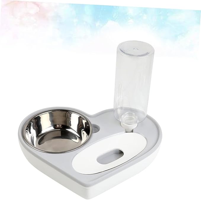 Happyyami Automatic Dog Water Bowl Heart Shape Pet Water Dispenser Metal Feeder Pet Drinking Supplies Non-Slip Base
