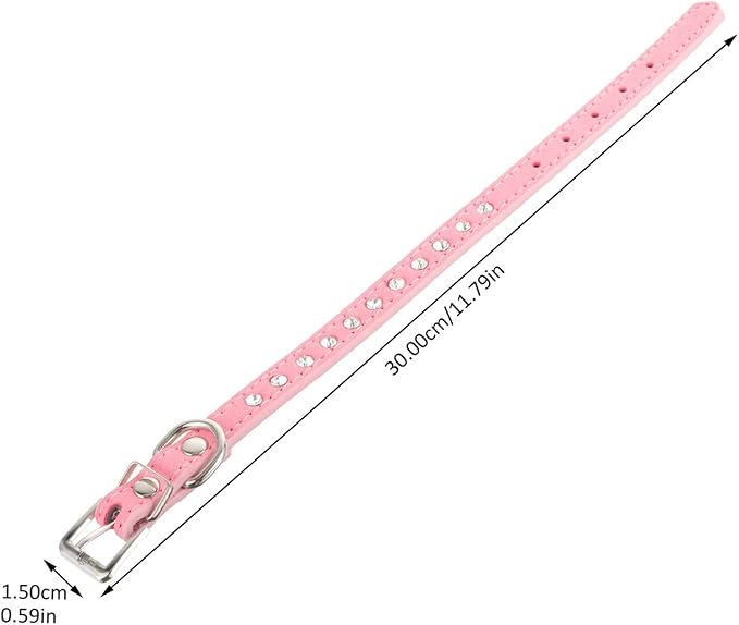 BESPORTBLE Adjustable Rhinestone Pet Dog Collar Pu Leather Neck Accessory for Cats and Dogs for Daily Wear Parties and Special Occasions