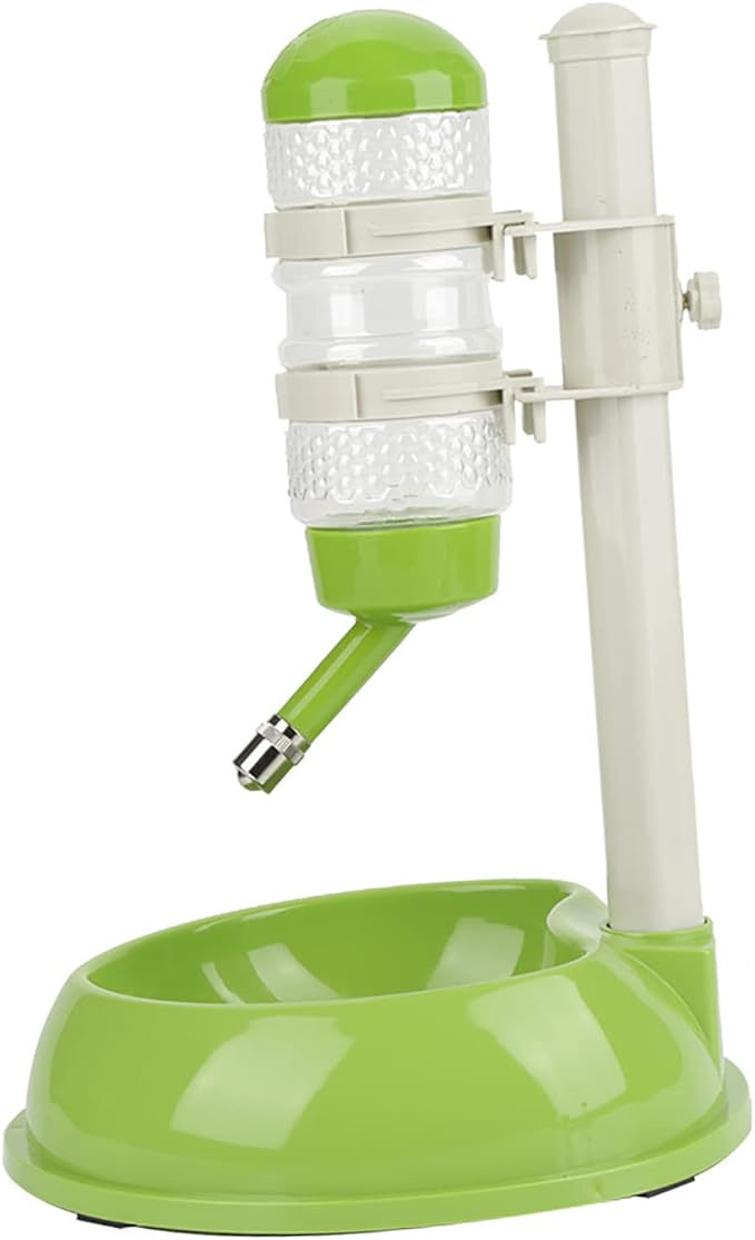 Pet Standing Water Dispenser, Height Adjustable Automatic Drinking Bowl Feeder Dog Feeding Bowl with Detachable Pole for Pets Cats Dogs (Green)