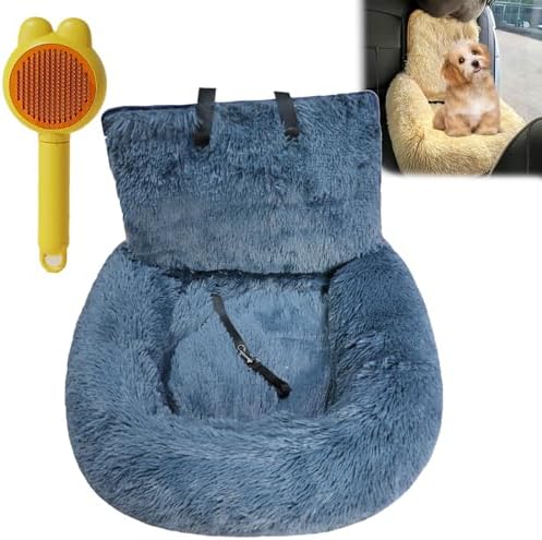 Car Seat, Dog Bed for Car with Removable Cushion, Dog Cars Bed with Thick Cushion, Waterproof, Easy to Clean & Install in All Vehicles for Large Small Dogs (Blue,23.6 * 23.6in)