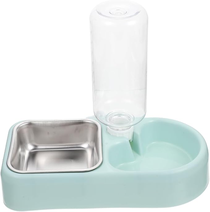 Detachable Automatic Pet Feeder and Water Dispenser for Dogs and Cats Bite-Resistant Easy Clean Hanging Design Blue Color for Indoor Use