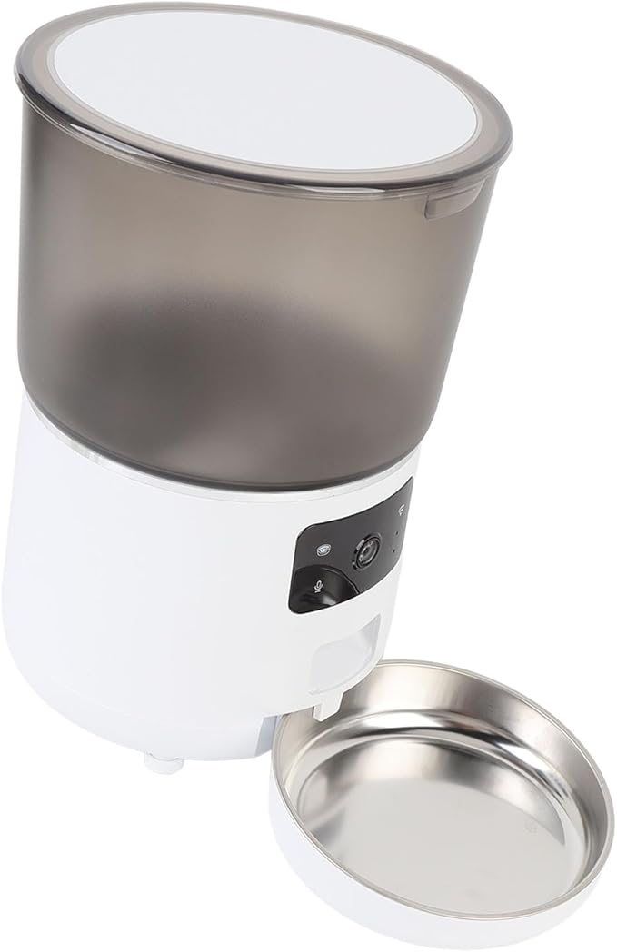 Automatic Pet Feeder, Upgrade 4L USB Wireless Timed Dry Food Dispenser with APP Smart Reminders for Cats Dogs, Portion Controlled Feeding, Removable, Easy to Clean (White)
