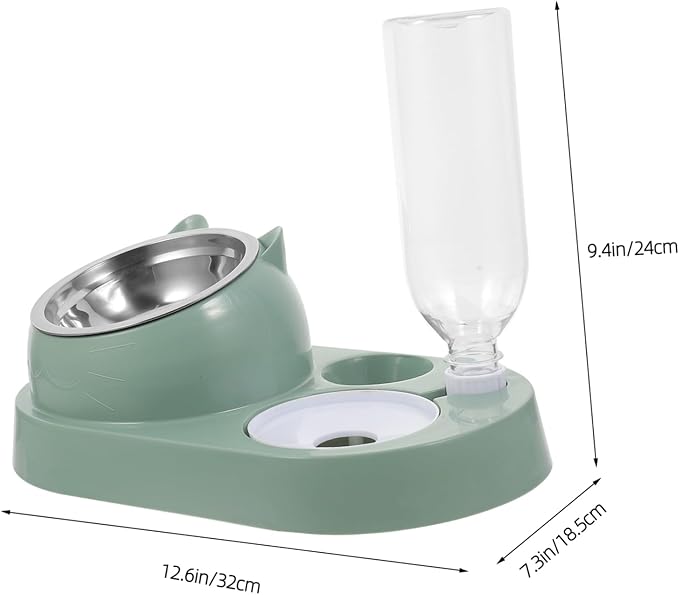 Pet Automatic Water Dispenser and Food Feeder with Stainless Steel Bowl for Dogs and Cats Elegant Design Self-Serve Hydration and Feeding Large in Dark Green