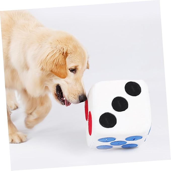 GALPADA Funny Dog Plush Dice for Training and Sniffing White Plush with Invisible Zipper Durable Elastic Material Easy to pet for Puppies and Dogs