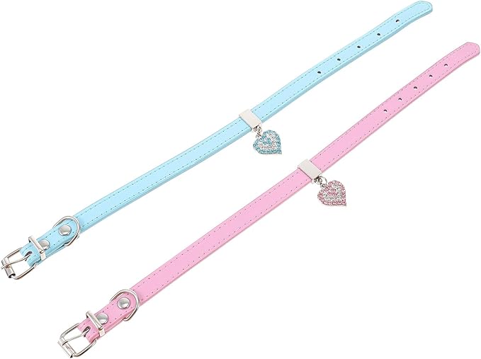 jojofuny 2pcs Adjustable Dog Collar with Buckle Blue and Pink Medium Size 1.3-35cm Pet Neck Decoration Dog Neck Ornament