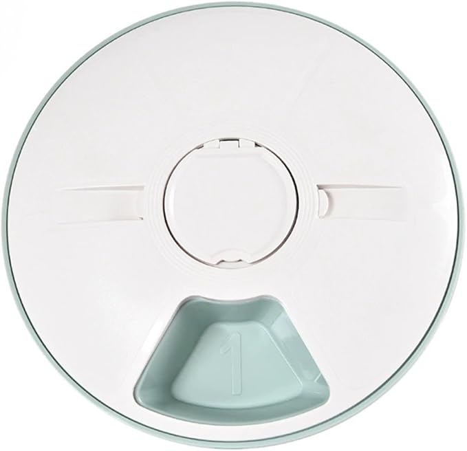 Automatic Pet Feeder with Timer, 6-Meal Programmable Cat & Dog Feeder, 3.17oz per Meal, Voice Alert, PP+ABS (Gray/Light Green) (Light Green)