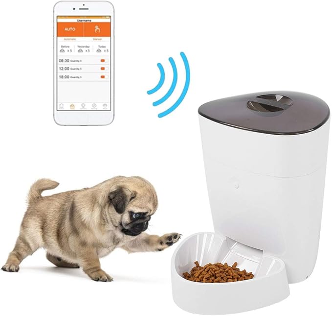 EVTSCAN Automatic Cat Feeder, 4L Auto Dry Food Dispenser with Twist Lock Lid for Naughty Pet, Low Food LED Indication with Clog-Free Design