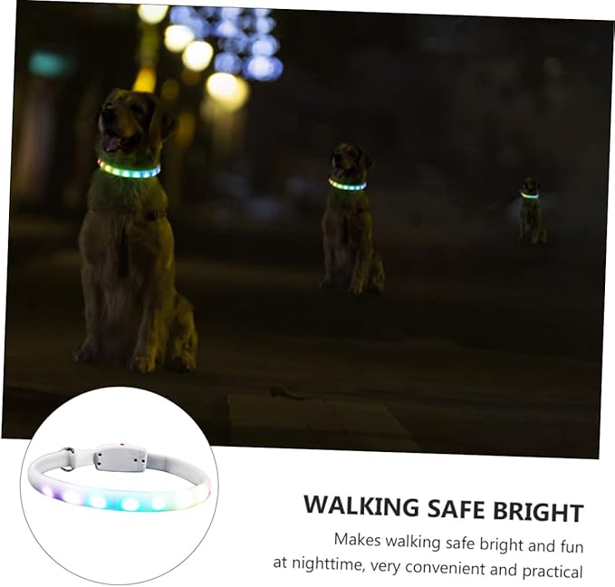 Toyvian USB Rechargeable Led Dog Collar Glowing Pet Collar for Night Safety for Dogs for Evening Walks