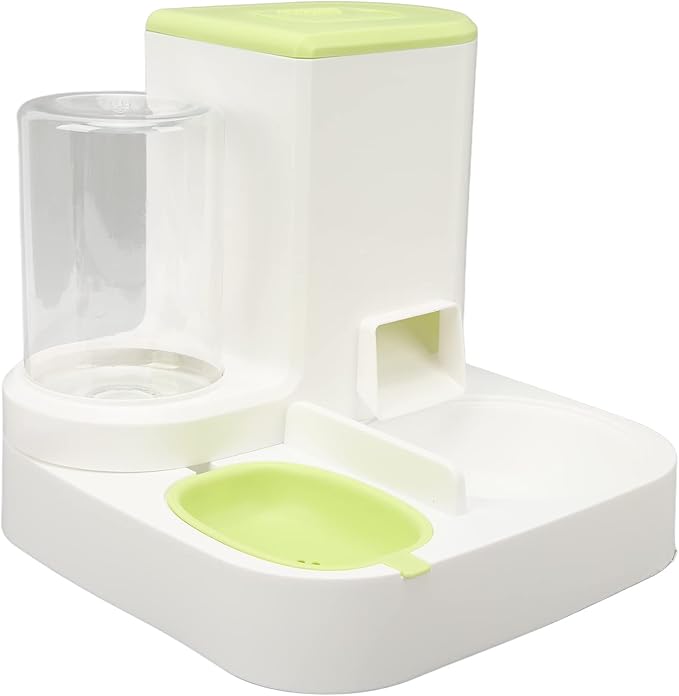 Pet Cat Waterer Food Feeder Automatic, 2.2L Food Storage, 1L Water Dispenser, Feeding for Small to Large Pets (Green)