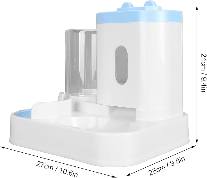 Pet Food Water Dispenser, 2 in 1 Large Capacity Detachable Automatic Cat Waterer Feeder, Gravity Cat Feeder and Water Dispenser Dog Feeder Waterer for Dog Puppy(Blue)