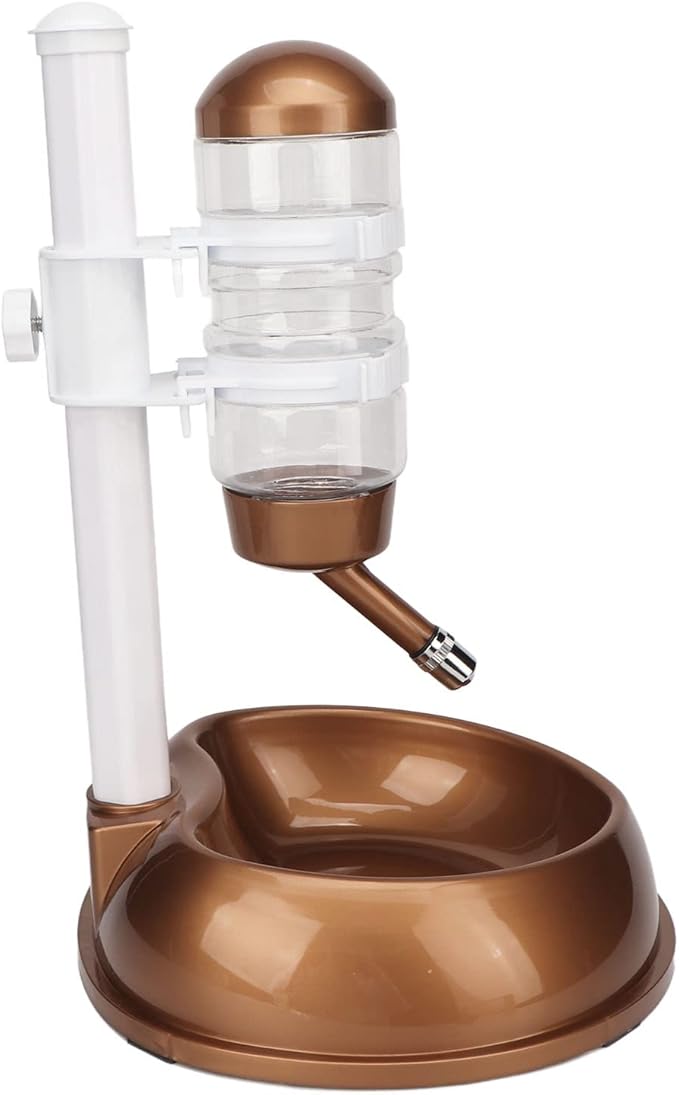 Adjustable Height Pet Water Container & Food Bowl 2 in 1 | Secure Base & Detachable Design for Dogs | Automatic Lick Ball Feeder for Indoor/Outdoor Use | Portable ABS Material