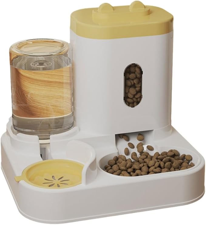 REDYY Feeder Bowl,Pet Automatic Waterer Cats Feeder Food Container Bowl Automatic Water Fountain 2 in 1 Pet Large Dog Water Feeder