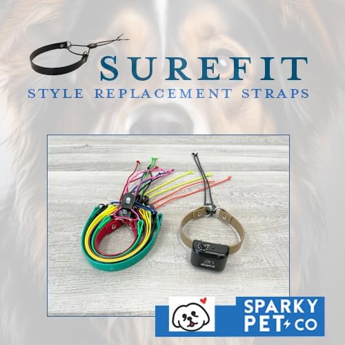 Sparky Pet Co- Surefit ECollar Replacement Strap -Bungee Dog Collar Waterproof -Adjustable-Secure Nexus Wheel Lock-for Electronic Training & Invisible Fence Systems -3/4"(Reflective Orange)
