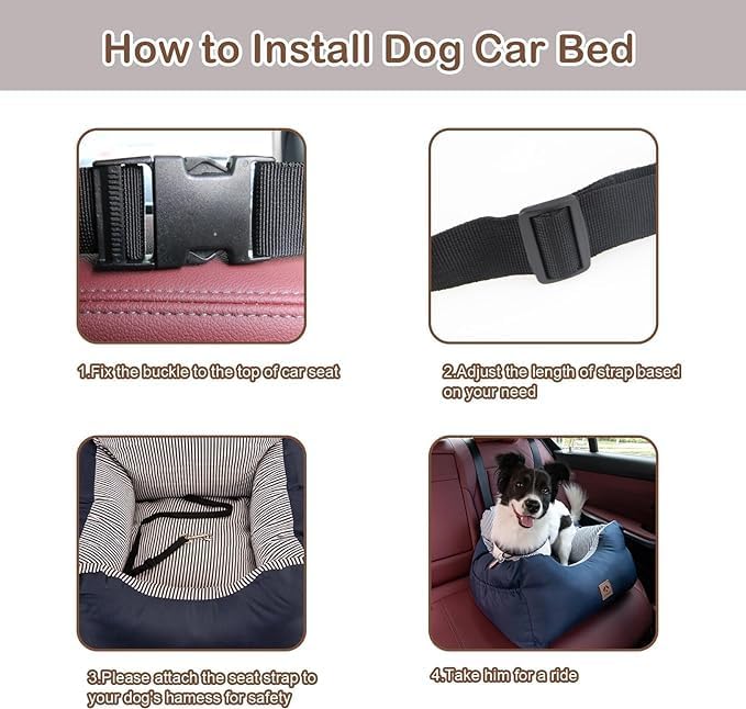 Dog Car Pet Booster Seat for Small Dogs, Washable Travel Dog Carrier for Small Pets Dogs or Cats Up to 25LB