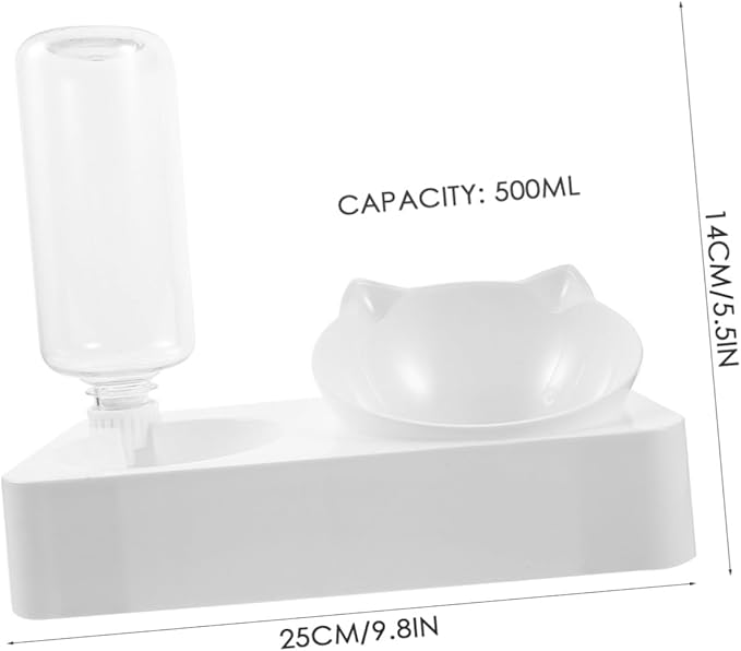 POPETPOP Pet Automatic Water Dispenser with Capacity Tilted Slow Feed Bowl Durable Material for Dogs and Cats Easy to Clean Waterer