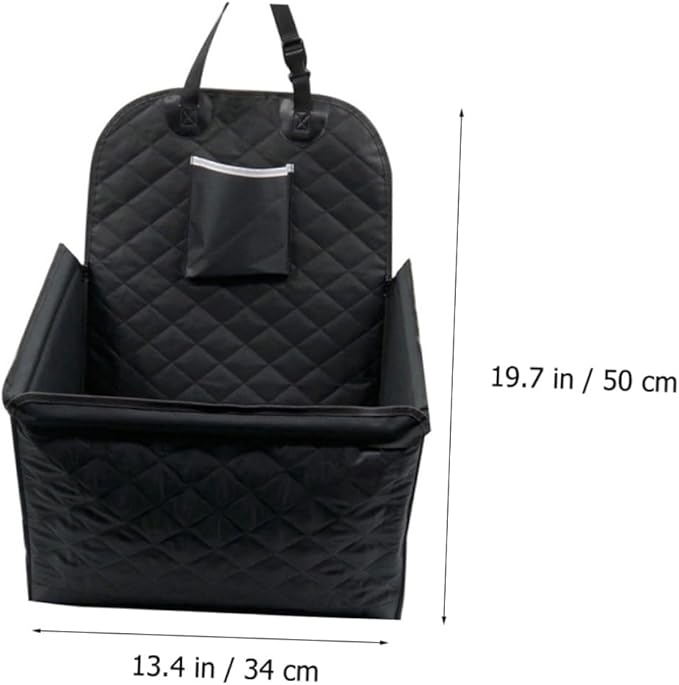 POPETPOP Dog Car Seat Bed with Cushion Storage Pocket Safety Belt for Pet Travel Durable Easy to Clean Non-Slip Design for Comfortable Journeys