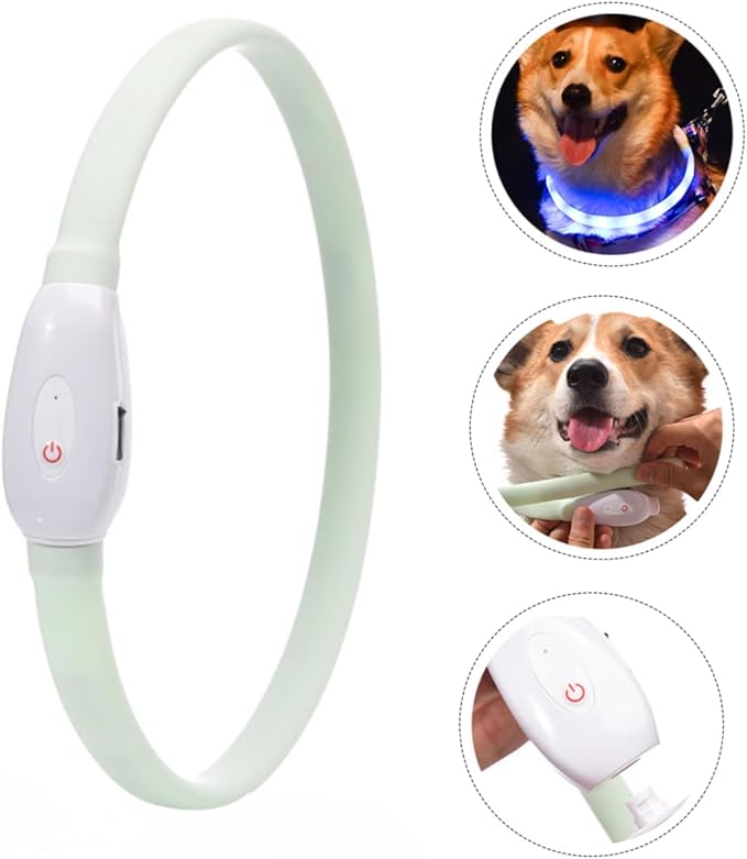 BESPORTBLE USB Rechargeable LED Pet Dog Collar Night Glow Flashing Light Up Collar for Safe Outdoor Walks Lightweight Comfortable Durable Material