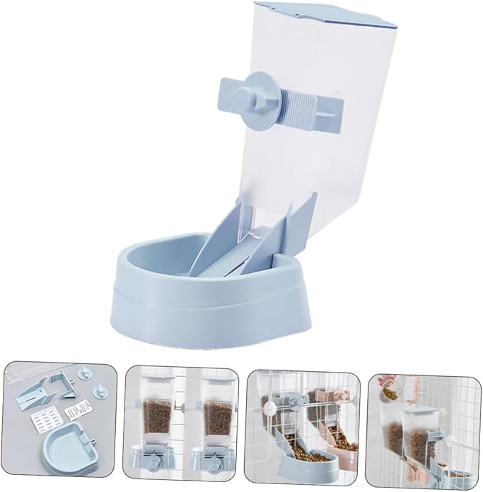 2L Hanging Automatic Pet Food Feeder Bowl for Dogs and Puppies, Blue Plastic Pet Food Dispenser for Cage Use, Suitable for Small to Medium Dogs