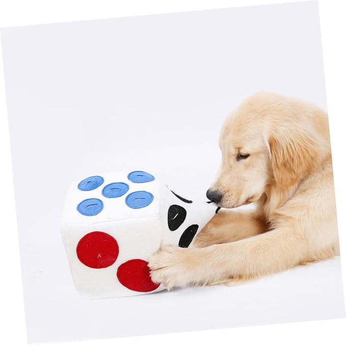 Kichvoe Plush Dog Dice White for Pets Soft Sniffing Training with Elastic Material Fun Enrichment Chew for Puppies and Dogs Easy to Clean Durable Plush