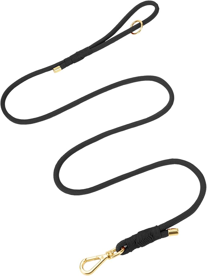 Durable Handwoven Dog Leash for Small & Medium Dogs, 5/16 inch Rope Lead with Anti-Tangle Swivel Clip, Soft & Lightweight, 5FT Long – Ideal for Daily Walking & Training (Black)