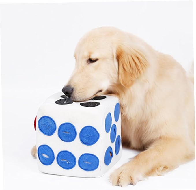 Dog Plush Training Dice Toy Creative Sniffing Plush Toy for Pets Soft and for Interactive White