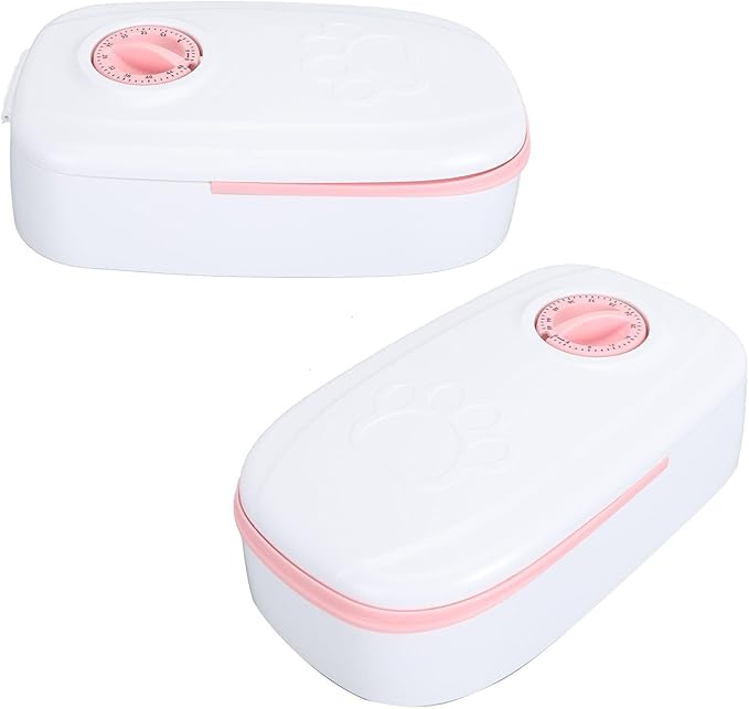 Automatic Pet Feeder Multifunction Single Meal Timed Cat Food Dispenser Pet Food Dispenser Detachable for Cats and Dogs (Pink)