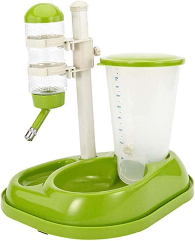 Pet Water Bottle Feeding Bowl Dog Automatic Feeder Food Water Dispenser for Dogs and Cats (Green)