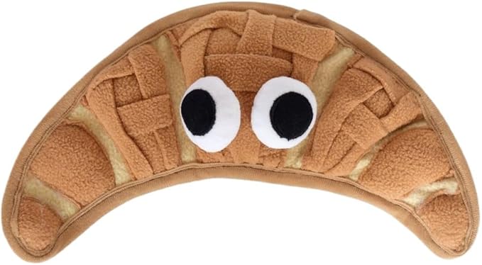 Interactive Pet Snuffle Mat with Crinkle Paper and BB Sound – Food-Shaped Nose Work Mat for Cats, Dogs, and Small Pets, Anti-Slip Base, Puzzle Feeding Toy (Croissant)