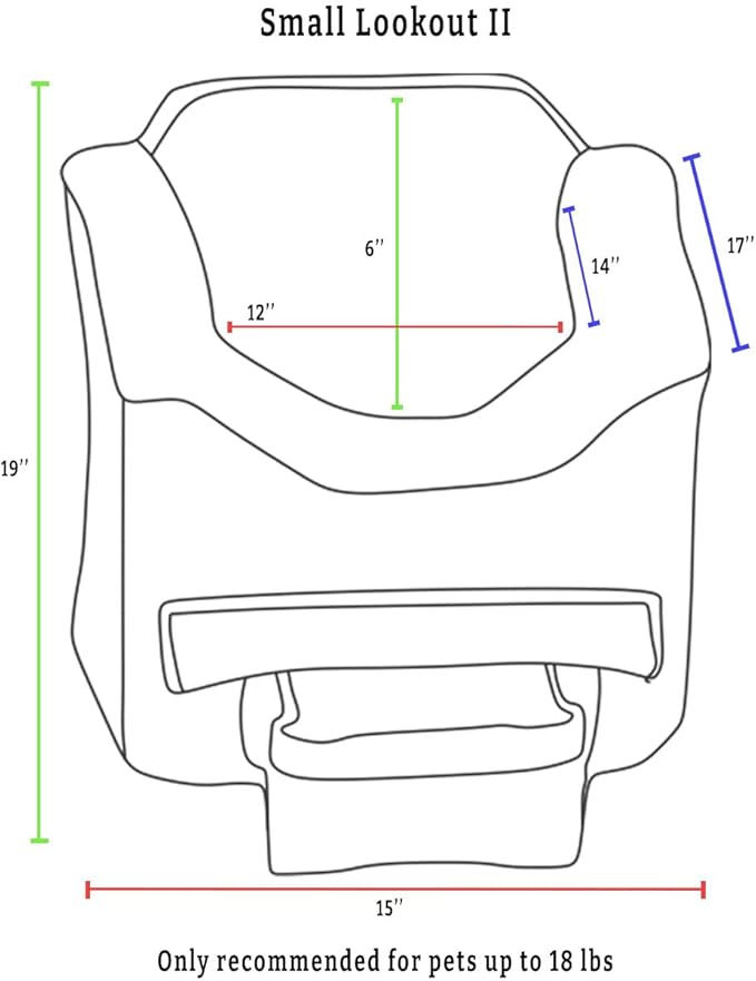 Snoozer Dog Car Seat with Storage Tray: Lookout II Dog Booster Car Seat for Pets up to 18lbs, Helps Alleviate Travel Sickness & Fear for Dogs, Removable Washable Cover – Palmer Indigo, Size Small