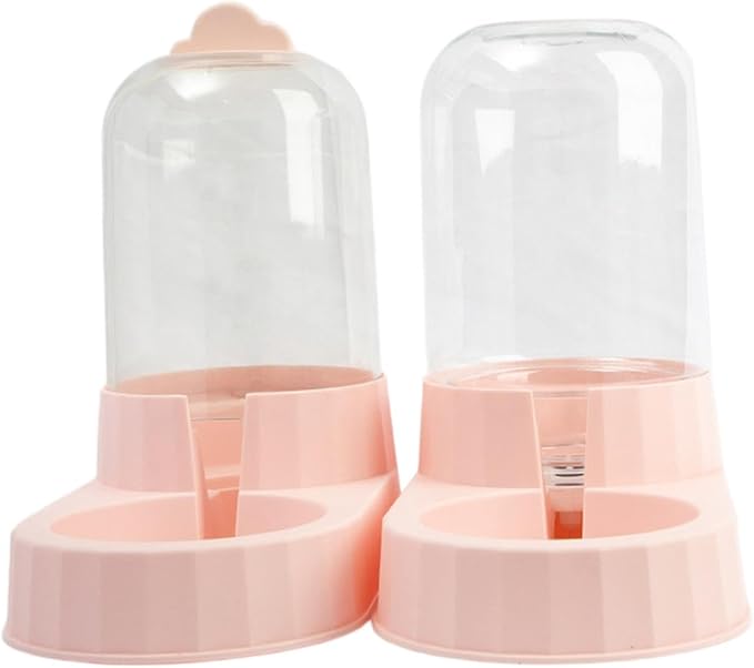 Automatic Pet Feeder Dog Bowl Feeder Travel Supply Detachable Food Dispenser Pet Bowl for Kitty Kitten Puppy Small Dogs, Pink