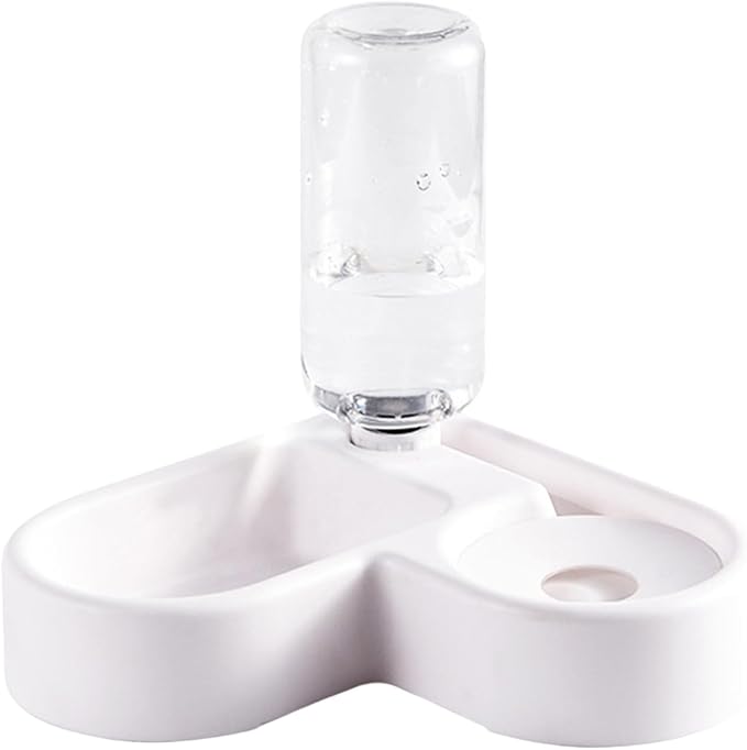 CHICTRY Cat Dog Automatic Feeder and Water Bowl Dry Food Dispenser with Double Dishes for Small Medium Pets Easy to Clean White One Size