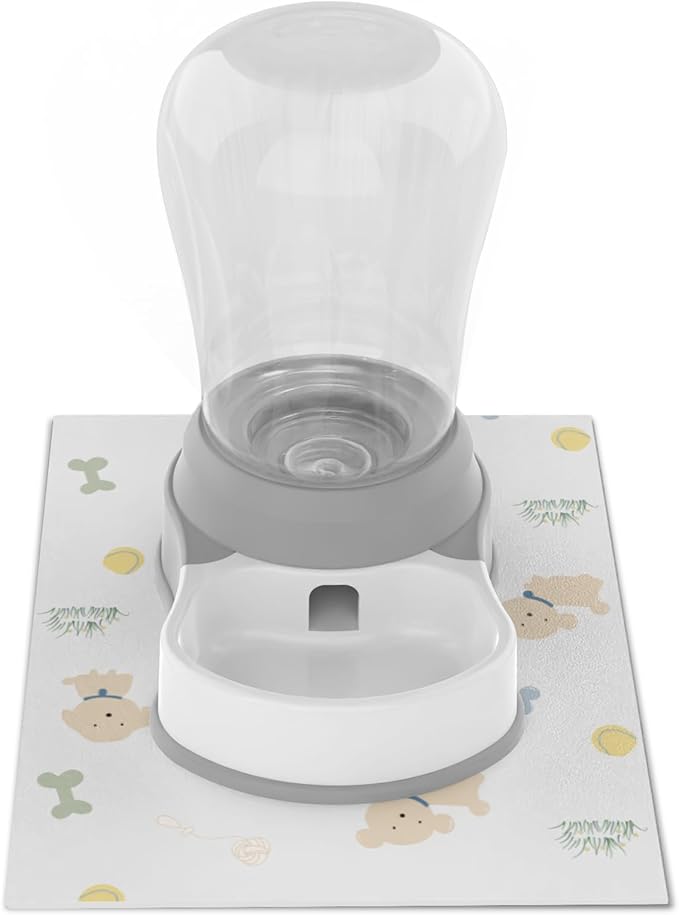 1.6 Gallon Automatic Dog Water Dispenser, Premium Large Capacity Gravity Pet Water Bowl with Non-Slip Mat for Multiple Pets, BPA-Free Cat Water Feeder for Large Dogs, Refill Less Often, Grey