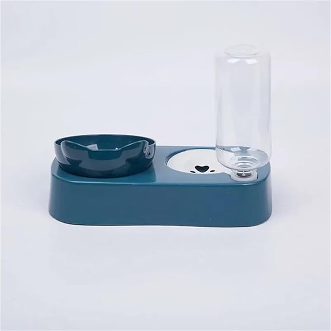Double Dog Cat Bowls 2 in 1 Pet Water and Food Bowl Set with Automatic Stress Water Feeder for Cats, Dogs, Puppies, and Kittens(Green)