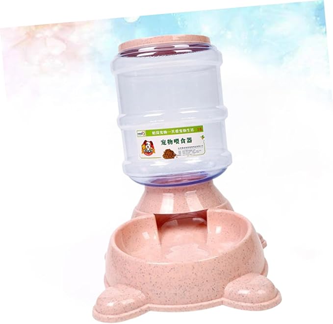 Kisangel 1pc Pink Automatic Pet Food Dispenser Refillable Dog Feeder Non-Skid Base Easy to Clean Split Design for Capacity Food Storage for Home and Shop Use