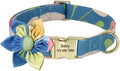 Custom Flower Dog Collar Nylon Floral Printed Pet Dog Collars Personalized Puppy Collar for Small Medium Large Dogs Cat Pitbull 168 Blue M