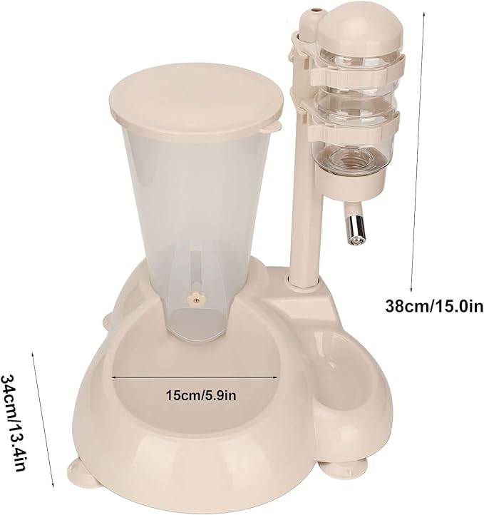 Automatic Dog Feeder and Water Dispenser, Automatic Feeders Dispenser with Liftable Dog Water Bottle, Multifunctional Pet Feeder and Water Dispenser for Small Dogs Cats