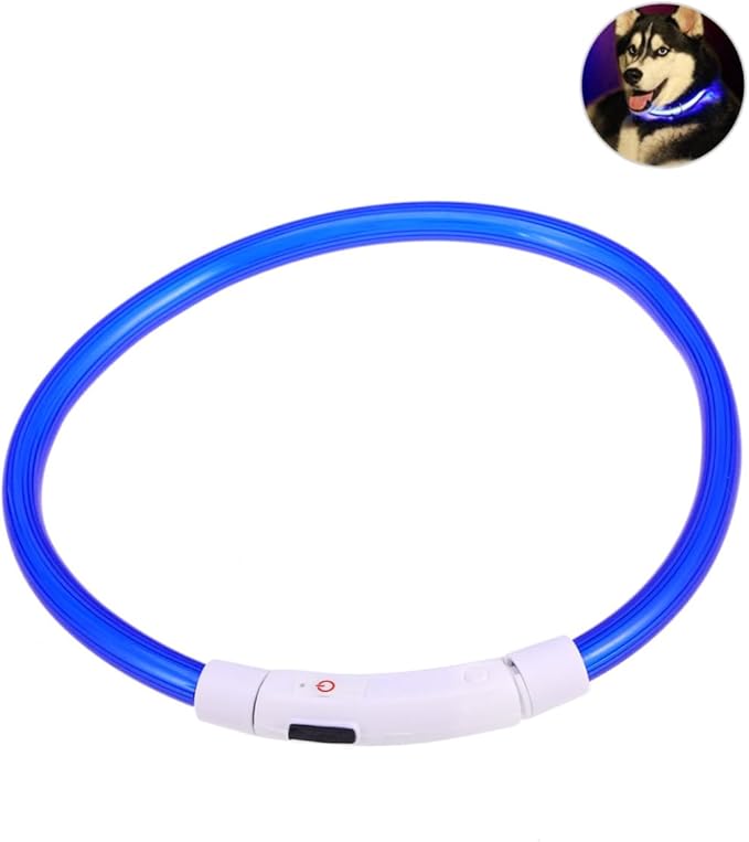 ibasenice Led Dog Collar Rechargeable Glowing Pet Collar Silicone Material Night Safety