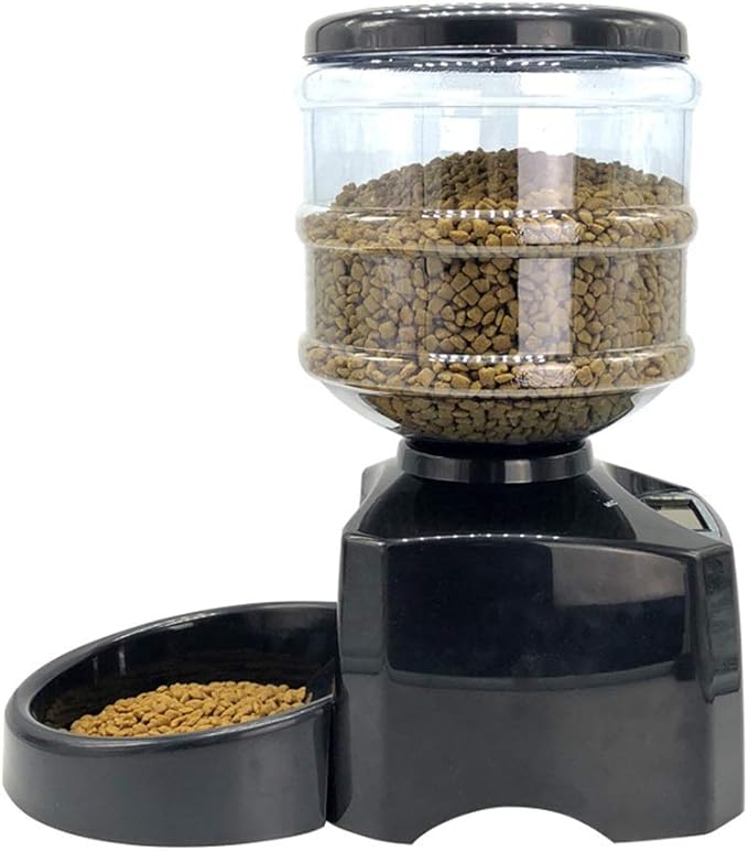 Pet Dog Cat Automatic Feeder Feeding Machine Bowl Three Meals Timing Quantitative Small Medium Dogs Battery Microcomputer 5.5L Black Portable