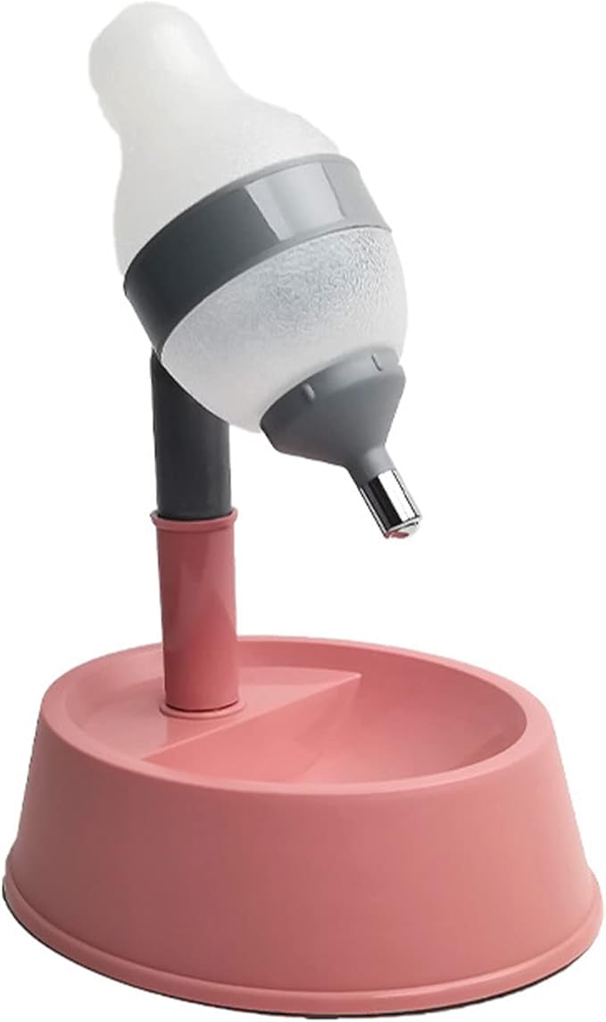 GLOGLOW Pet Standing Water Dispenser, Height Adjustable Cat Dog Water Bowl with Detachable Pole for Automatic Feeding (Pink Bottom)