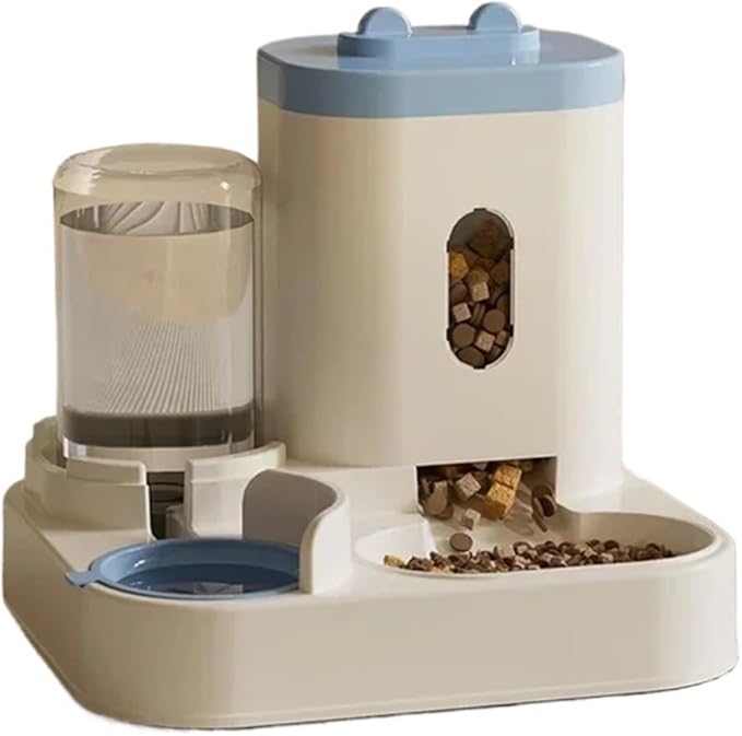 Automatic Feeder Dog Cat Food Bowl with Water Fountain Large Capacity Pet Storage Dispenser Container Puppy Accessories(Blue)
