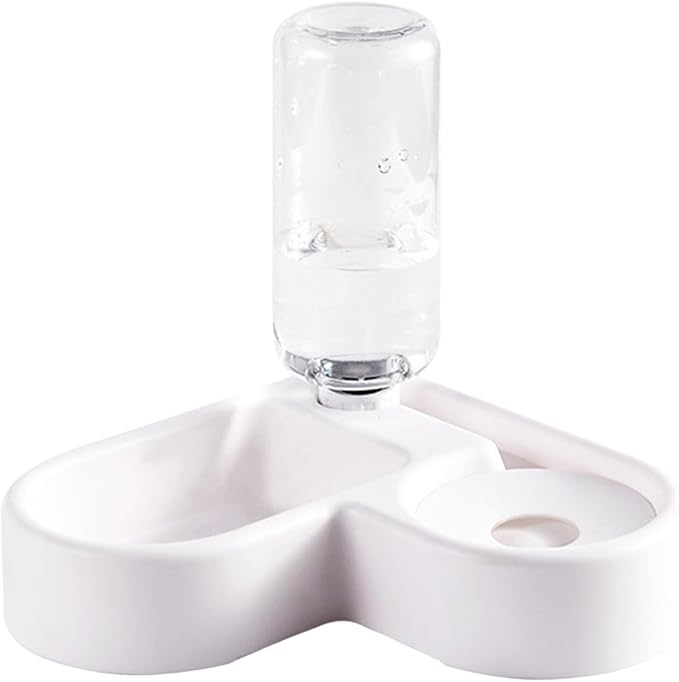 TiaoBug Pet Automatic Water Feeder and Food Bowl Gravity Auto Refill Waterer Feeder for Dogs Cats White One Size