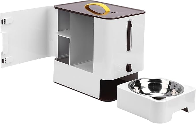 Automatic Cat Dog Food Dispenser, Large Capacity Spacious Storage Timed Auto Pet Feeder with Sealing Technology, for Home Outdoor Travel (Dark Brown)