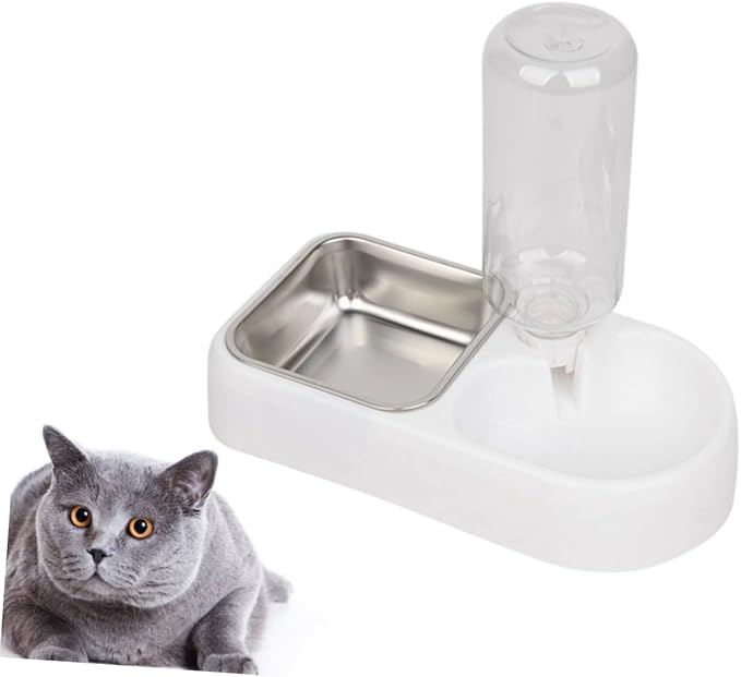 Double Pet Water Feeder Automatic Water Dispenser for Dogs and Cats Creative Drinking Tool Practical and Convenient Pet Supplies White