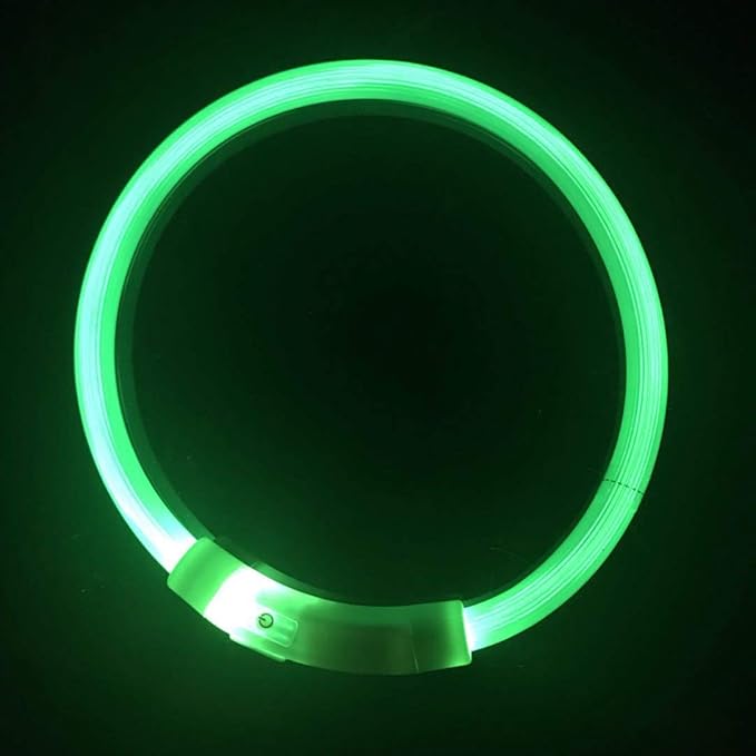 MoonyLI LED Dog Collar,USB Rechargeable LED Dog Safety Collar,Glowing Dog Collar,Used for Night Safety,Fashion Light up Tube Flashing Tube Collar it for All Dog, Cat and Pets Green